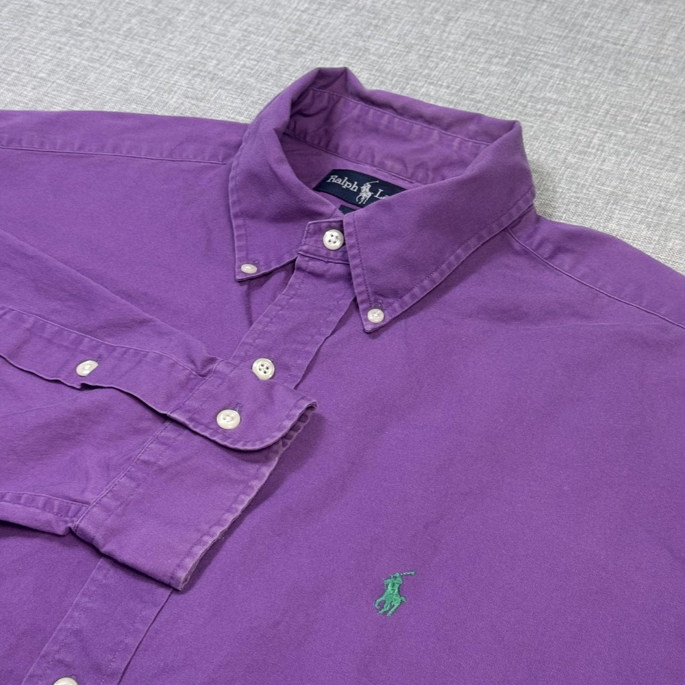 Ralph Lauren Blaire Button-Down Shirt Mens Large Purple Classic Fit Long Sleeve